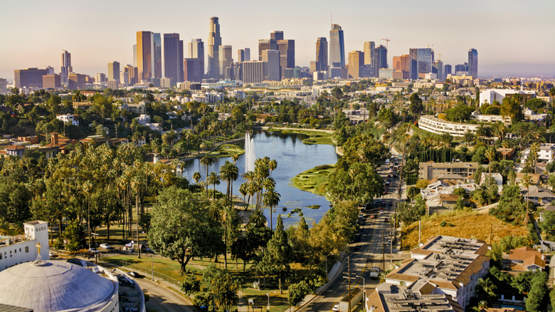View of downtown Los Angeles from Echo Park