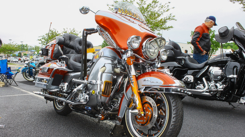 Orange Harley-Davidson motorcycle