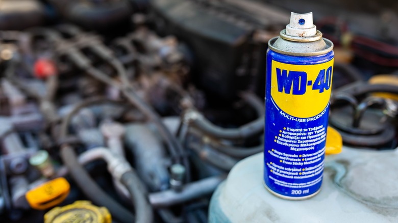 WD-40 can in engine bay