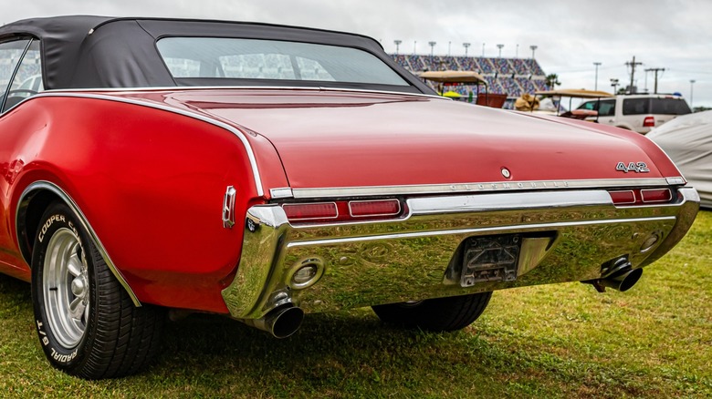 red 1968 Oldsmobile Cutlass rear