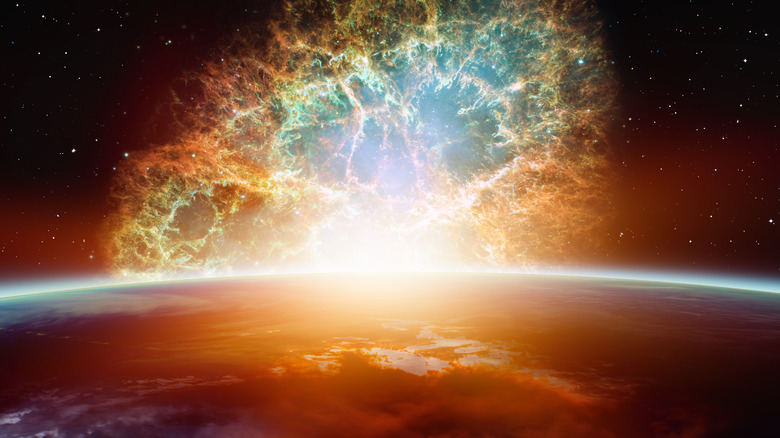 supernova explosion above Earth