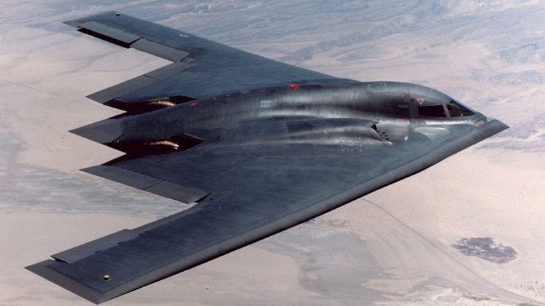 B-2 Spirit flying over the desert