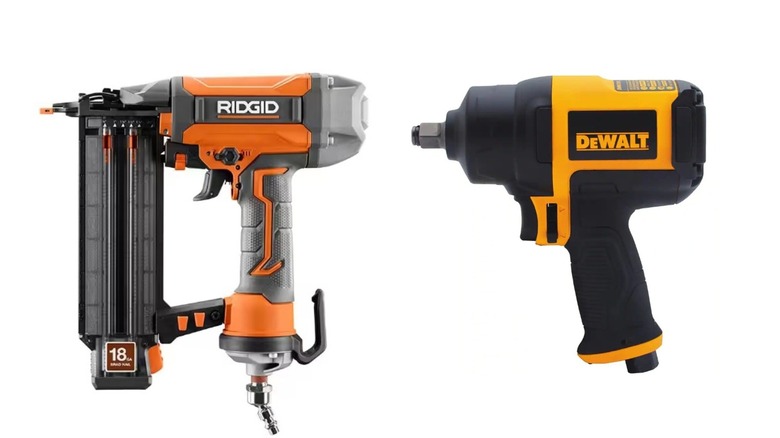 Split Image: Rigid Brad Nailer And DeWalt Impact Wrench