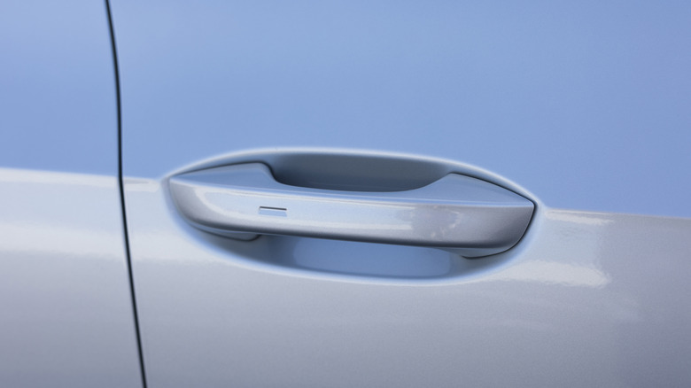Car door with button on it