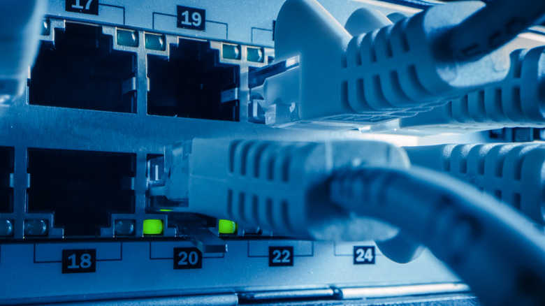 Ethernet cables plugged in