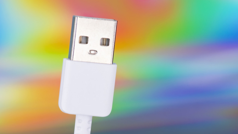 close-up of USB connector on a cable