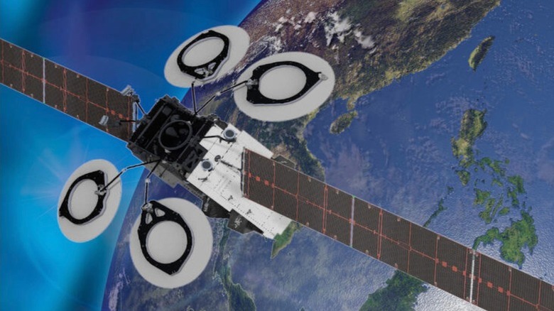 Rendering of the Nusantara Lima satellite in orbit