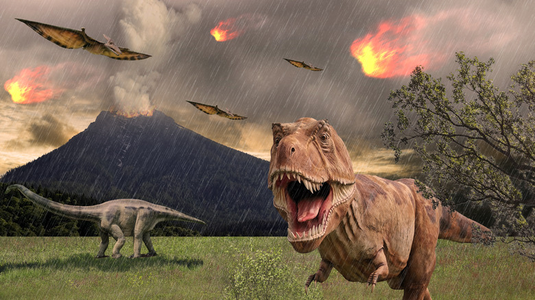 rendering of the dinosaur extinction