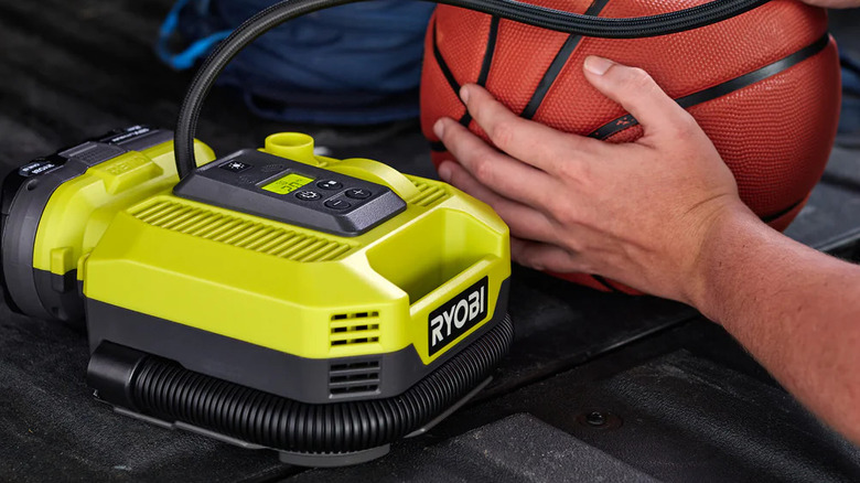 Ryobi's Dual Function Inflator/Deflator used to inflate basketball