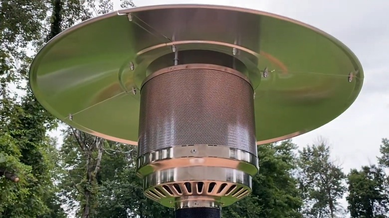 The top of an Amazon Basics patio heater.