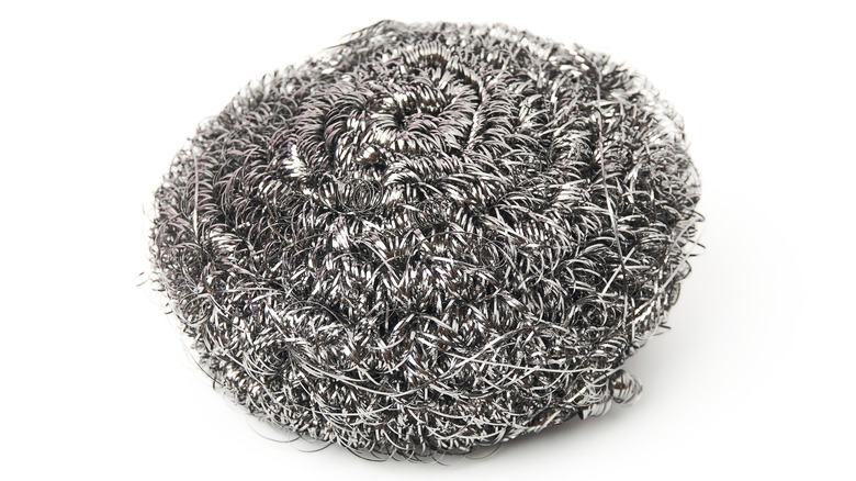 A ball of steel wool on white background