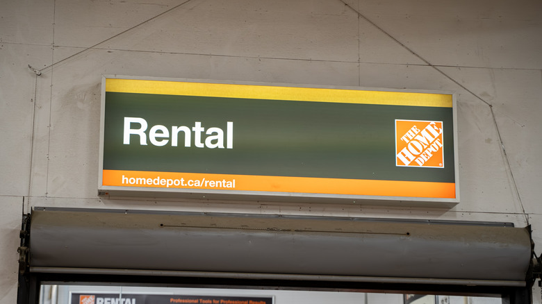 Home Depot rental service sign