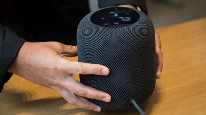 Apple HomePod in black.