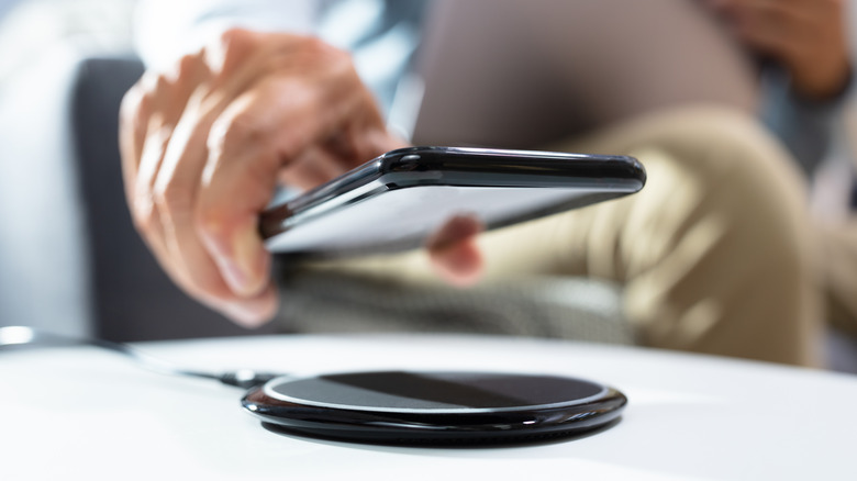 Placing phone on wireless charger