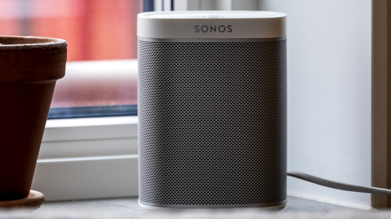 A white Sonos speaker