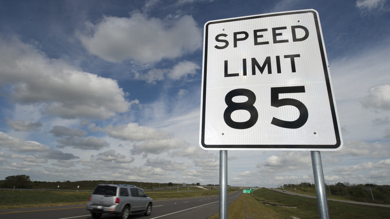 85 mph speed limit sign on State Highway 130 in Texas