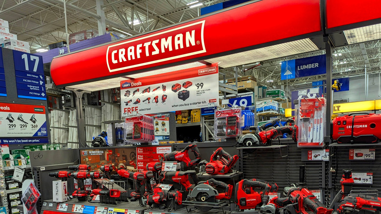 A display of Craftsman tools