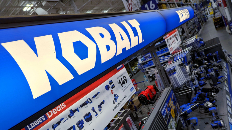 A Kobalt tools display at a Lowe's