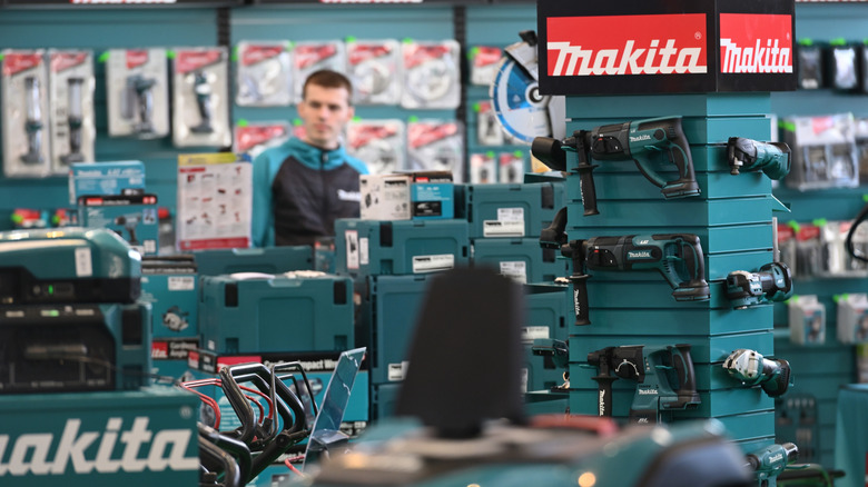 A Makita shop with tools on display