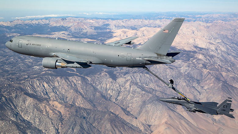 KC-46A Pegasus tanker refueling fighter
