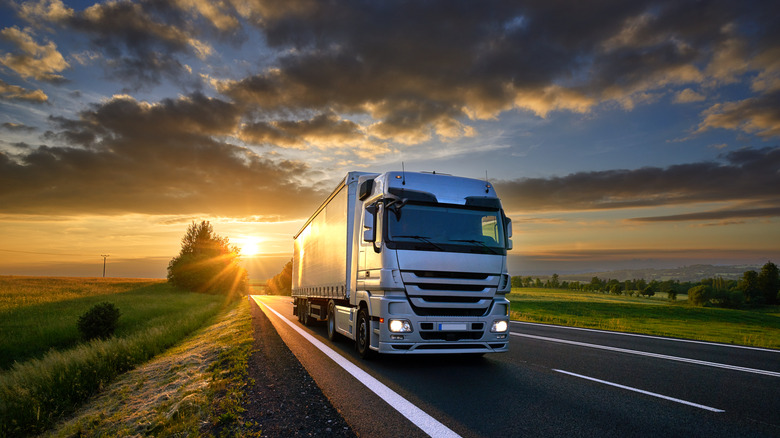 European truck on road
