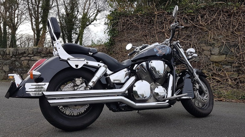 Black 2007 Honda VTX1300R parked outside