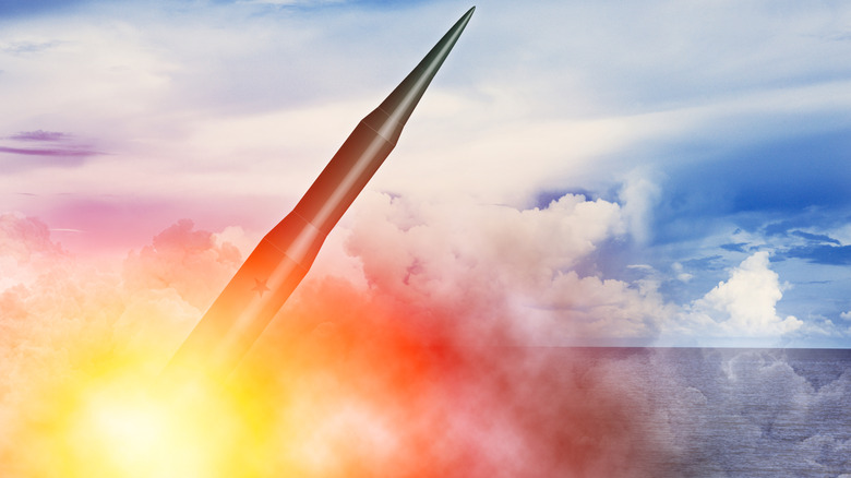 Artist's rendering of an ICBM launch on the ocean