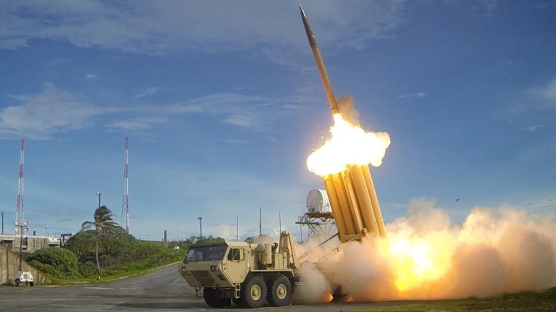 A Terminal High Altitude Area Defense (THAAD) interceptor launching