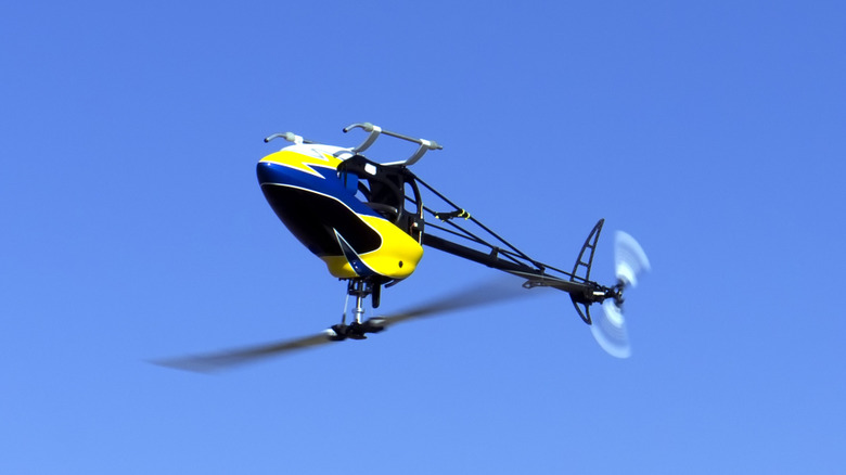 An RC helicopter upside down flight