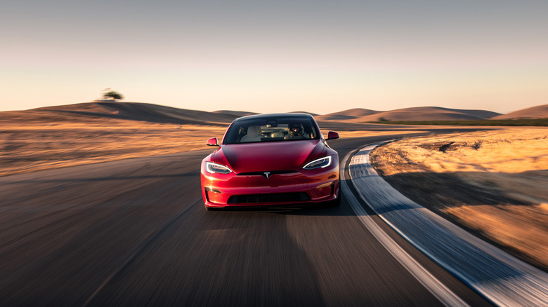 Tesla Model S Plaid driving