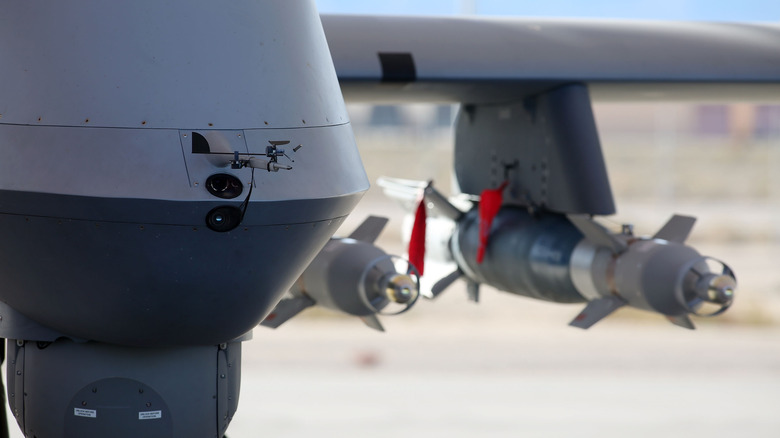 Closeup of Reaper with missiles