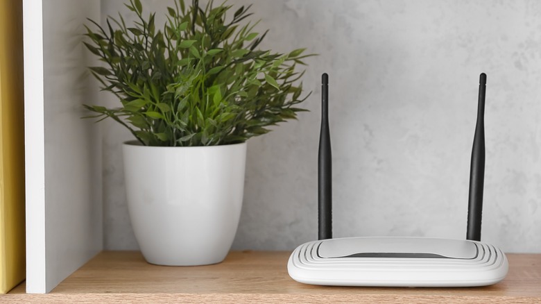 Wireless router on a shelf