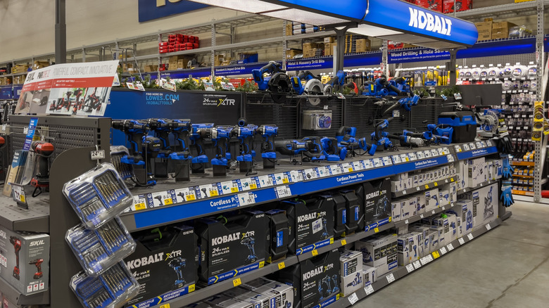 Kobalt tools on display in Lowe's