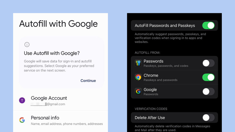 Turning on Google Password Manager autofill in Android and iOS