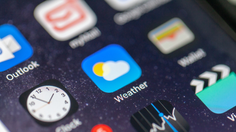 Photo showing Weather app icon on iPhone