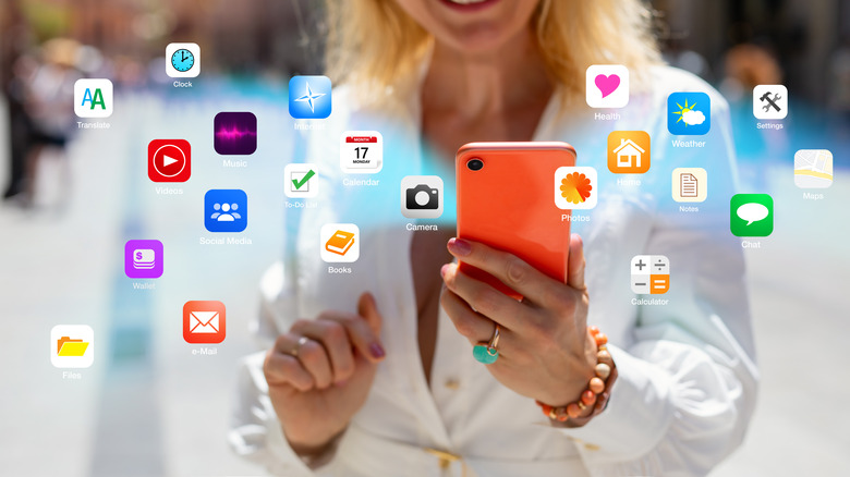 Person using apps on phone