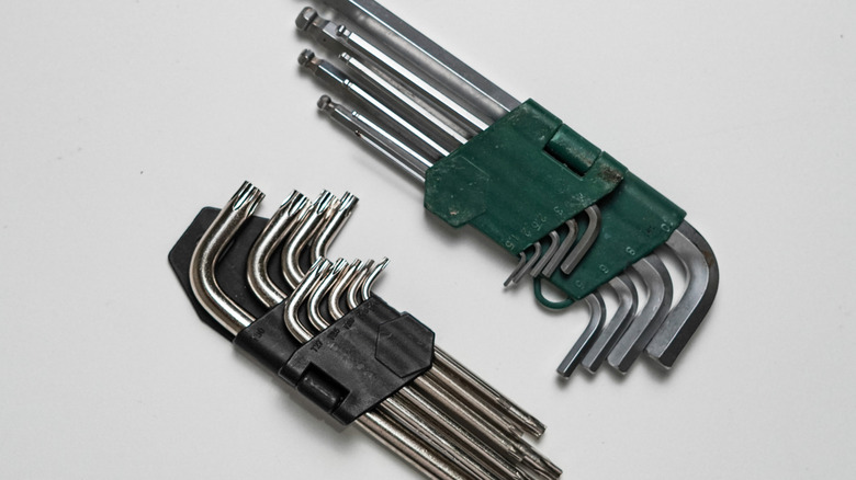 Two sets of Allen wrenches with different heads and ends