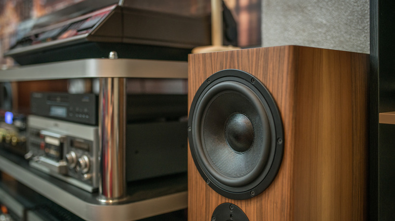 Hi-Fi system with wooden speaker