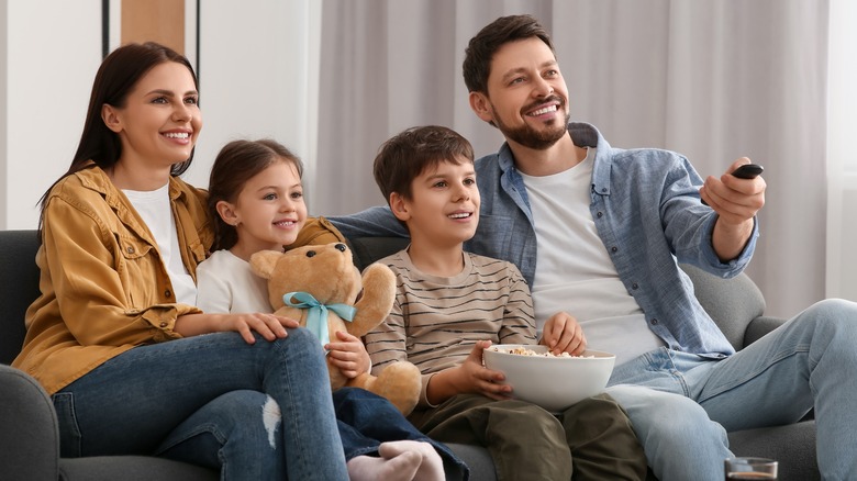 family watching TV together