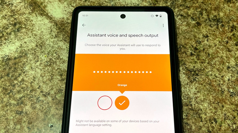 Google Assistant voice and speech output setting menu
