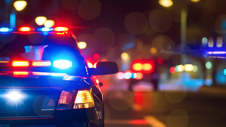 A police car on the road.