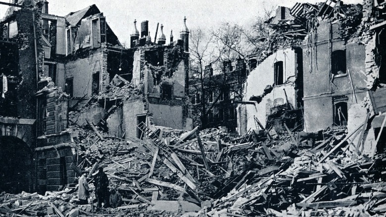 Destroyed buildings during London Blitz