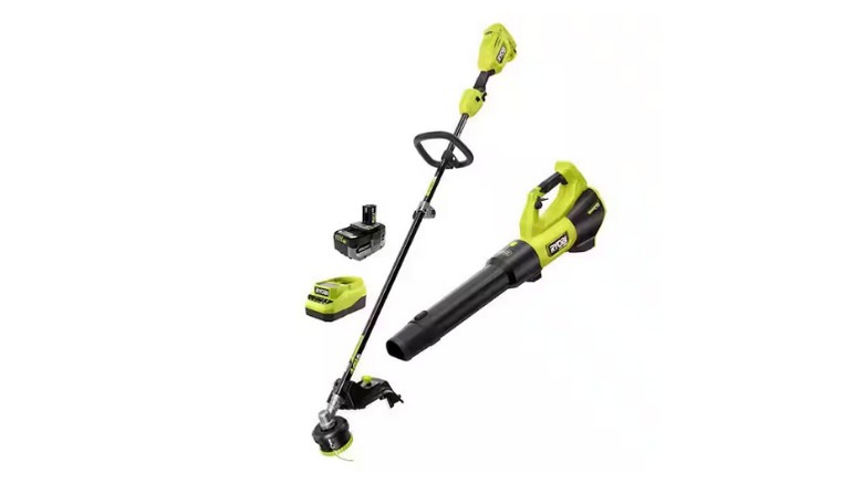 18V HP String Trimmer and Blower Combo on white background