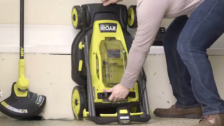 Picture showing a Ryobi lawn mower