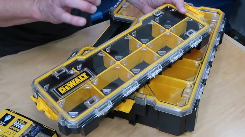 The DeWalt 10-Compartment Pro Small Parts Organizer in a video by markthomasbuilder