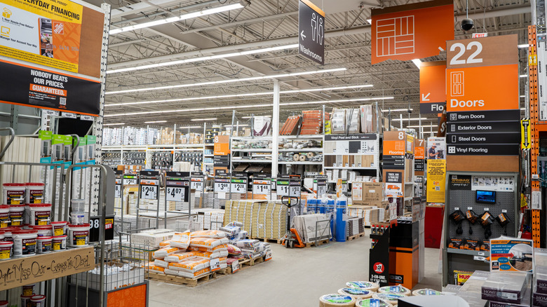 The interior of a Home Depot store