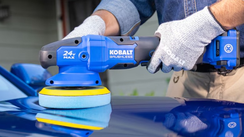 polishing a car with Kobalt polisher