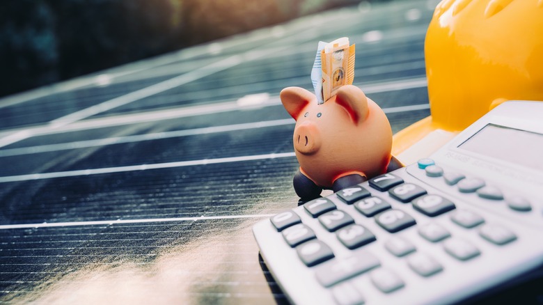 piggy bank on solar panel