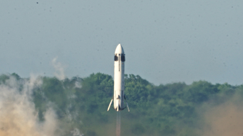 Honda reusable rocket in the air
