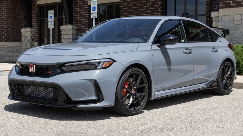 Side view of Honda Civic Type R parked outdoors